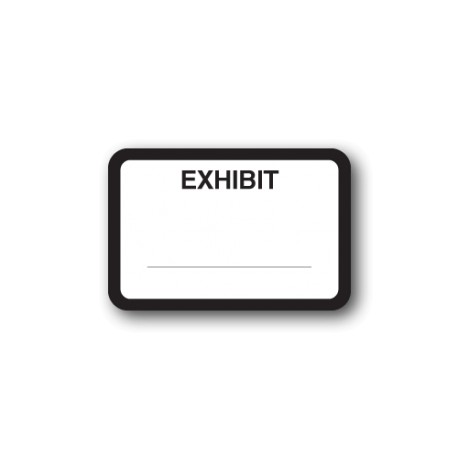 White Exhibit Labels "EXHIBIT" 