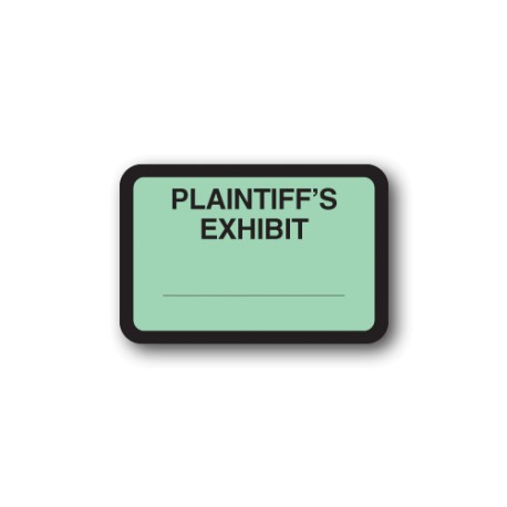 Green Exhibit Labels "PLAINTIFF'S EXHIBIT" 