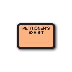 Orange Exhibit Labels "PETITIONER'S EXHIBIT" 