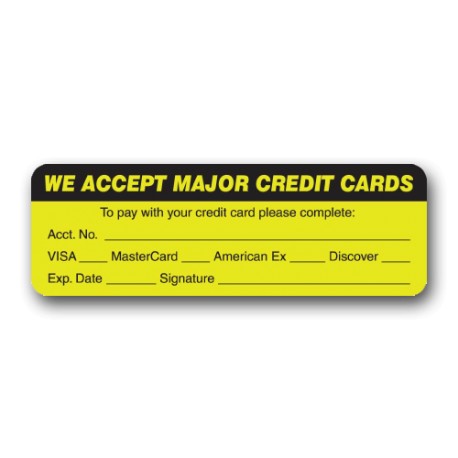 "We Accept Major Credit Cards" Label