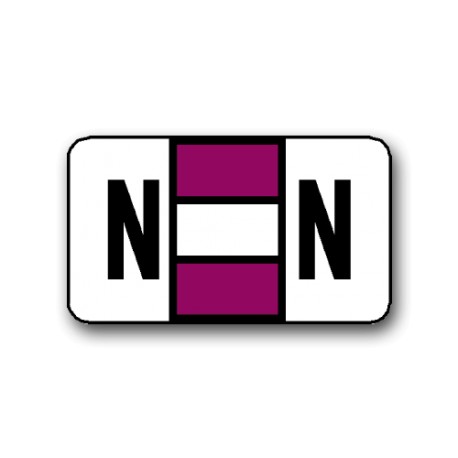 POS 2000 Color Coded Alphabetical Labels "N" (15/16" x 1-5/8")